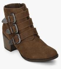 Dorothy Perkins Angela Brown Buckled Ankle Length Boots women