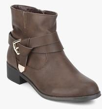 Dorothy Perkins Brown Mylie Buckled Strap Boots women