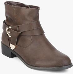 Dorothy Perkins Brown Solid Heeled Boots women