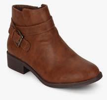 Dorothy Perkins Madia Brown Buckled Ankle Length Boots women