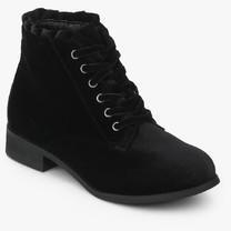 Dorothy Perkins Velvet Magnolia Black Ankle Length Boots women