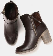 Dressberry Coffee Brown Synthetic Boots women