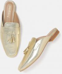 Dressberry Gold Toned Solid Mules women