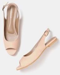 Dressberry Nude Coloured Solid Synthetic Open Toe Flats women