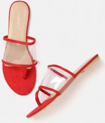 Dressberry Red & Transparent Solid Open Toe Flats women
