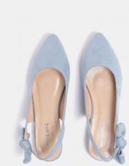 DressBerry Women Blue Solid Flats with Bow Detail