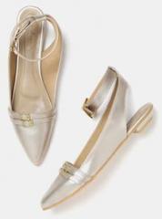 DressBerry Women Muted Gold Toned Pointed Toe Flat Shoes