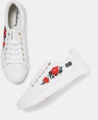 DressBerry Women White Embroidered Sneakers