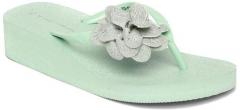 Fame Forever by Lifestyle Girls Green Solid Thong Heeled Flip Flops