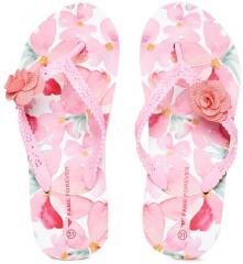 Fame Forever by Lifestyle Girls Pink Printed Heeled Thong Flip Flops