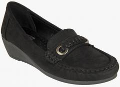 Flat N Heels Black Suede Loafers Shoes women
