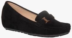 Flat N Heels Black Suede Regular Loafers women