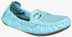 Flat N Heels Blue Synthetic Loafers Shoes women