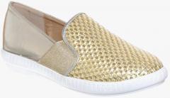 Flat N Heels Gold Loafers women