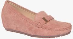 Flat N Heels Pink Suede Regular Loafers women
