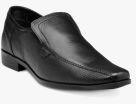 Franco Leone Black Leather Slip On Shoes men