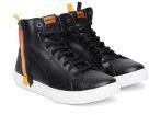 Gas Black Solid Leather Mid Top Sneakers men
