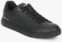 Gas Dna Black Leather Sneakers men