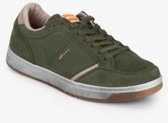 Gas Ronny Sd Olive Leather Sneakers men