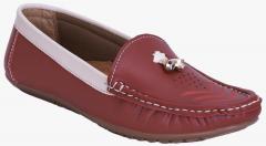 Get Glamr Maroon Synthetic Leather Regular Loafers women