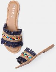 Imara Multicoloured Woven Design Open Toe Flats women