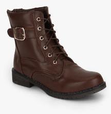 J Collection Brown Buckled Ankle Length Boots men