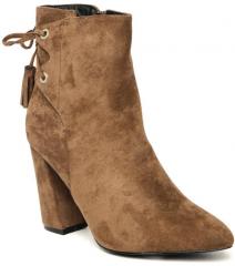 Jove Brown Solid Heeled Boots women