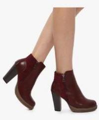 Jove Maroon Ankle Length Boots women