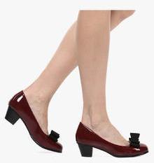 Jove Maroon Bow Belly Shoes women