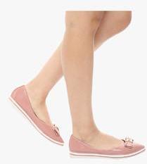 Jove Pink Bow Belly Shoes women
