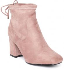 Jove Pink Solid Heeled Boots women