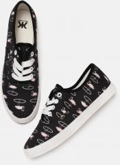 Kook N Keech Black Printed Sneakers women