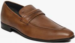 Louis Philippe Brown Solid Genuine Leather Slip On Shoes men