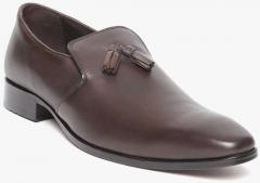 Louis Philippe Coffee Brown Genuine Leather Semiformal Slip Ons men