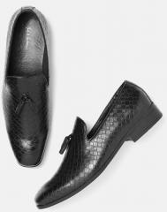 Mast & Harbour Black Textured Semiformal Slip Ons men