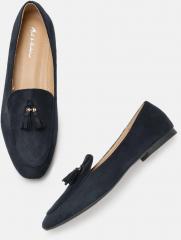 Mast & Harbour Navy Blue Solid Suede Loafers women