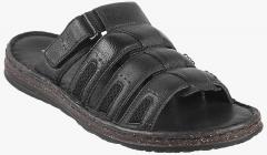 Mochi Black Leather Comfort Sandals men