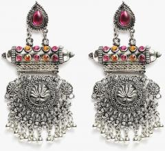 Moedbuille Silver & Pink Brass Drop Earrings women