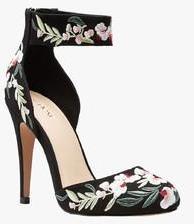 Next Black Embroidered Round Toe Court Shoes women