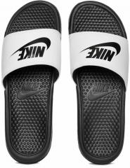 Nike White Solid Sliders men