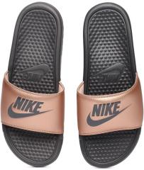 Nike Women Bronze Toned & Black Benassi Solid Sliders