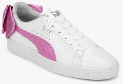 Puma Basket Bow Patent Jr White Sneakers girls