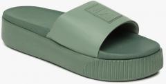 Puma Green Solid Sliders for women 