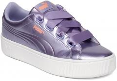 Puma Lavender Vikky Ribbon Stacked Leather Sneakers women