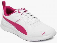 Puma White & Pink Flex Essential SL Junior Sneakers girls