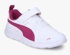 Puma White & Pink Flex Essential SL V PS Sneakers girls