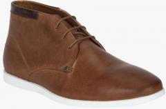 Red Tape Tan Leather Mid Top Flat Boots men