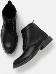 Roadster Black Solid Synthetic High Top Flat Boots men