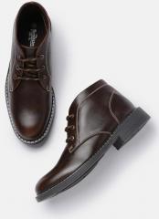 Roadster Brown Solid Synthetic Mid Top Flat Boots men