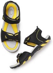 Roadster Men Black & Yellow Sports Sandals
